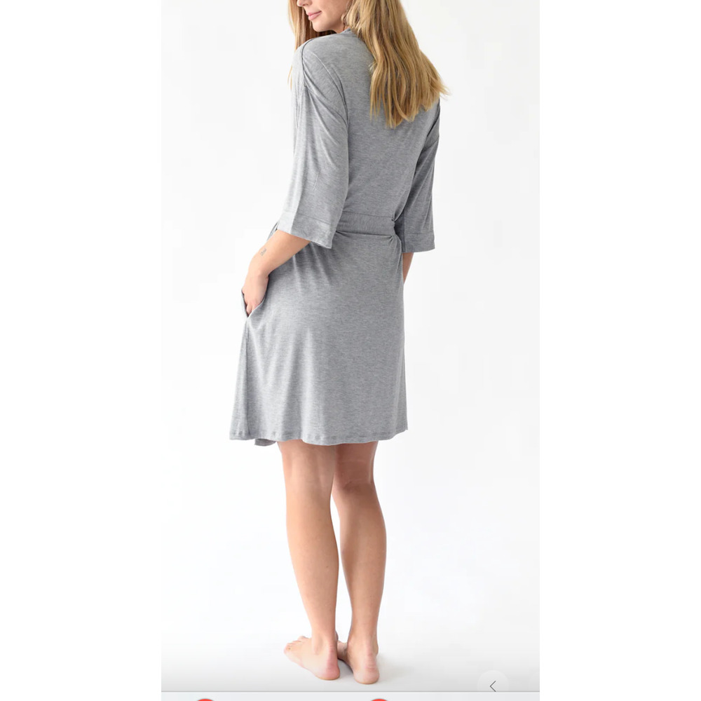 New Cozy Earth Womens Grey Bamboo Kimono Robe Large